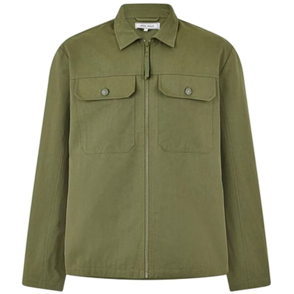 Jack Wills Mens Shire Utility Full Zip Overshirt / Olive